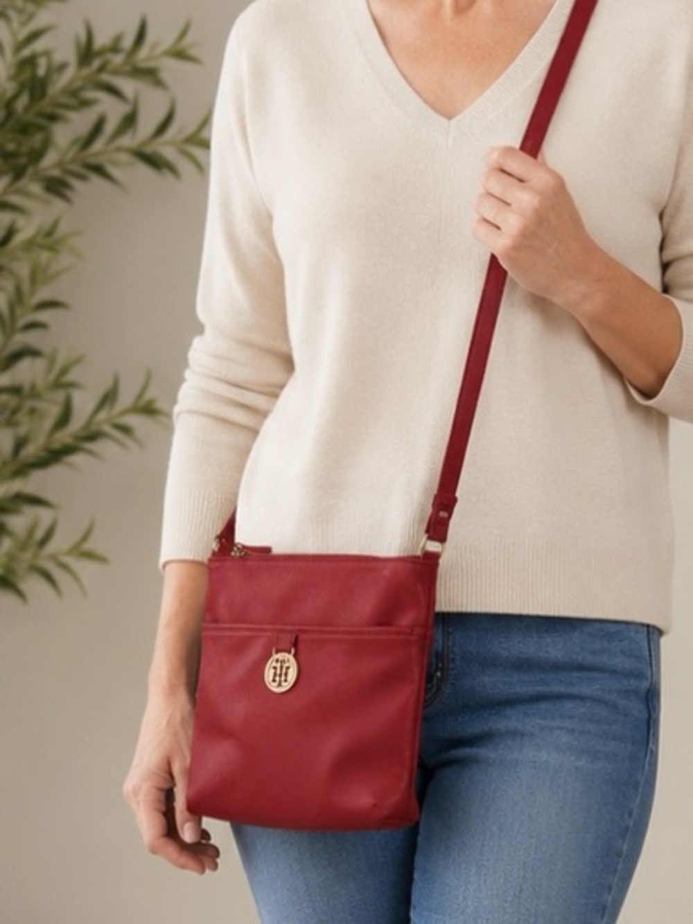 Tommy Hilfiger Red Leather Crossbody Bag PURSE